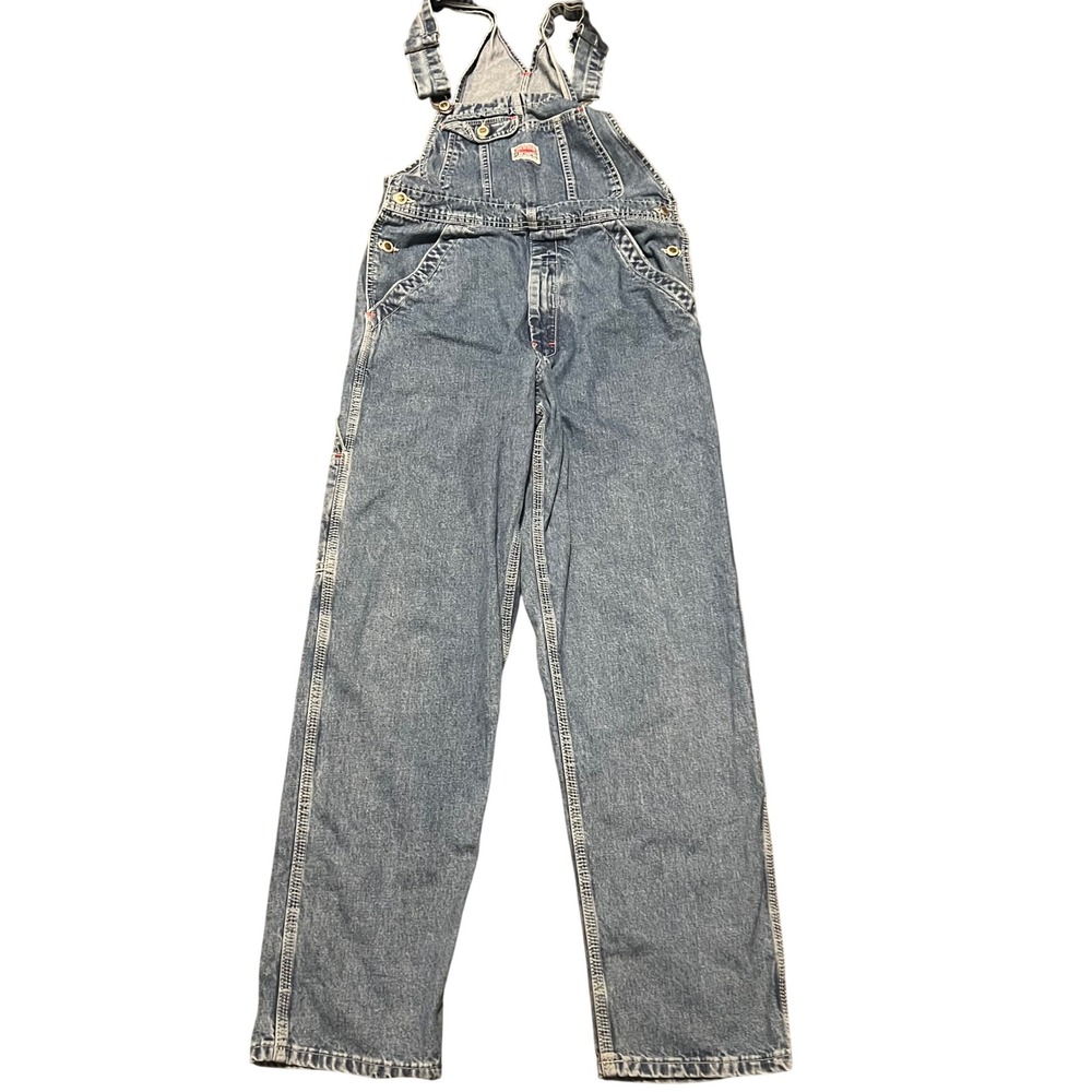 Vintage 90s IKEDA Denim Carpenter Bib Overalls Made In Canada Dark Wash Mens S